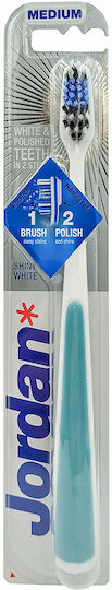 Jordan Shiny White Manual Toothbrush Medium Light Blue 1pcs