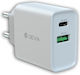 Devia Devia Wireless Charger with USB-A and USB-C Output Ports 20W Power Delivery / Quick Charge 3.0 White