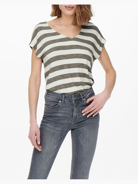 Only Women's T-shirt Striped Walnut