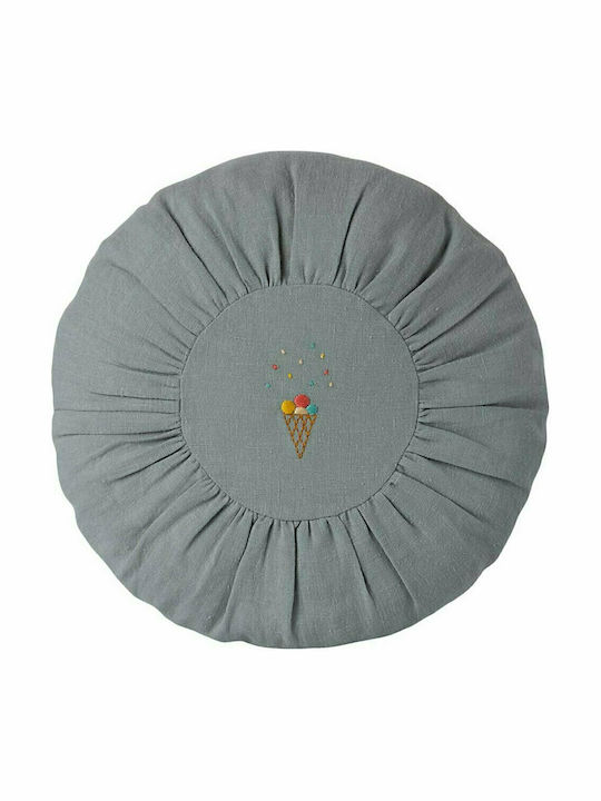 Maileg Kids Round Throw Pillow Ice cream 25cm Blue
