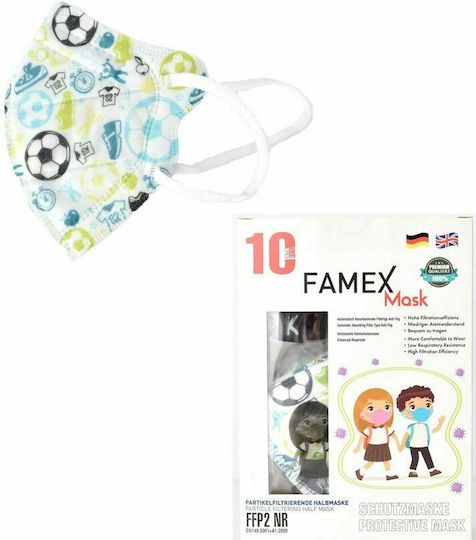 Famex Kids Mask FFP2 NR Protective Mask FFP2 Kids Balls & Sports 10pcs