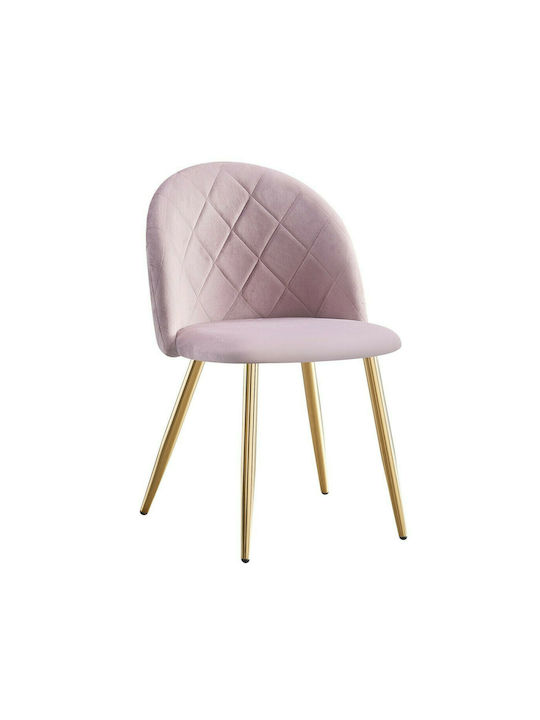Bella Dining Room Velvet Chair Dirty Pink / Chrome Gold 48x43x80cm 4pcs