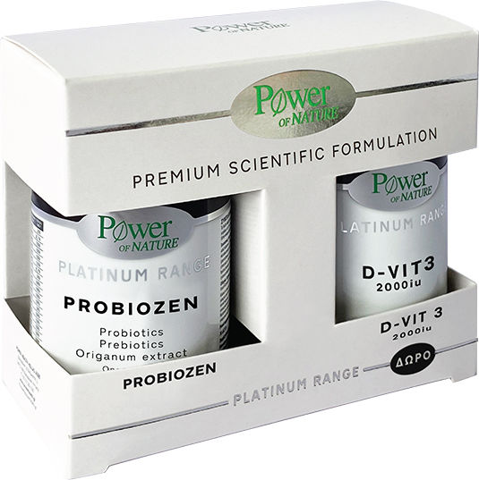 Power Of Nature Premium Scientific Formulation с Пробиотици и Пребиотици Probiozen 15 таблетки и витамин D3 2000IU 20 таблетки 35 табове