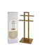 JK Home Decoration Double Floor Standing Bathroom Freestanding Coat Rack Brown