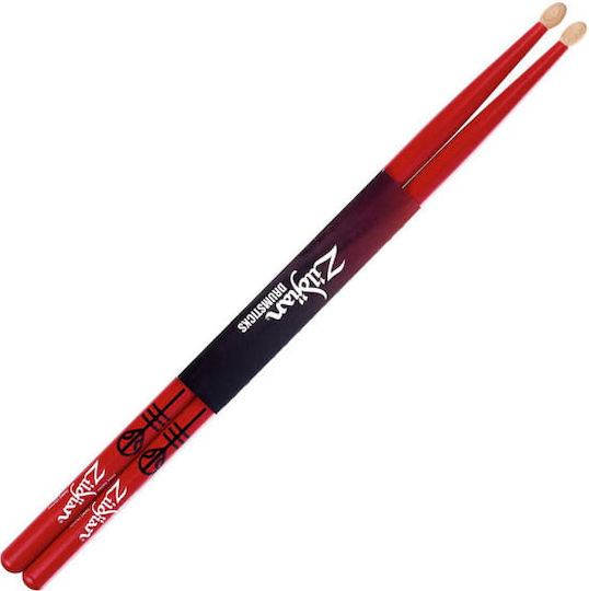 Zildjian Hickory Drumsticks Drums Signature Josh Dun Wood 5A with Tip Shape Oval in Red Color