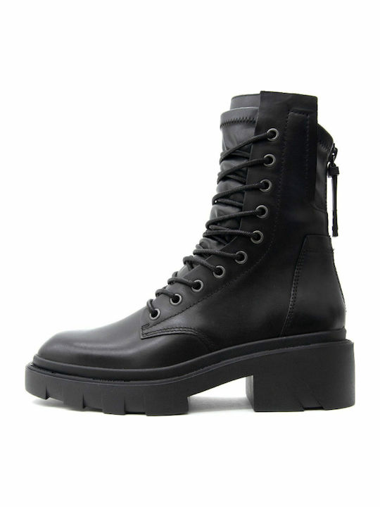 Madness Leather Women's Ankle Boots with Medium Heel Black