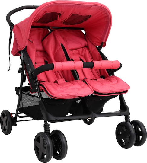 vidaXL Adjustable Double Stroller Suitable for Newborn Red