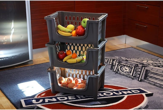Homeplast Carina Plastic Kitchen Rack 3 Tiers Gray 34x48.5x25cm