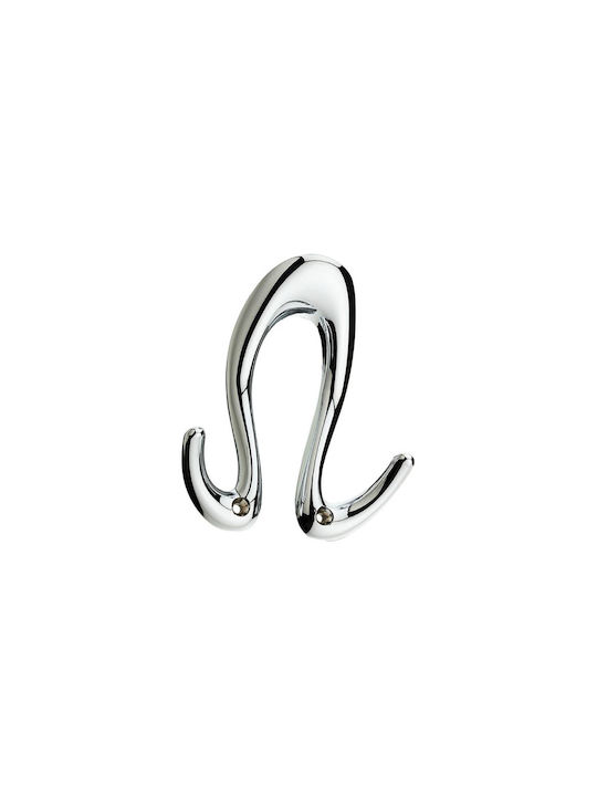 Viobrass Wall Hanger Metal 2 Hooks Nickel Matte 10x4.3x11.7cm