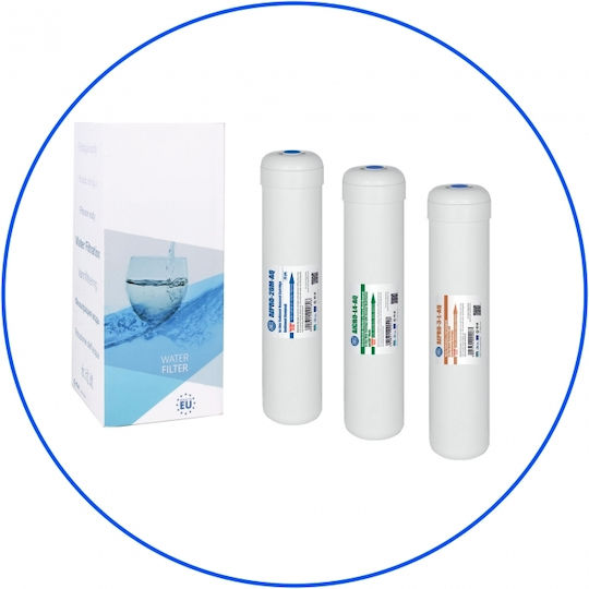 Aqua Filter Ersatz-Wasserfilter für unter der Arbeitsplatte aus Aktivkohle 12" Excito-HF-CRT 3Stück