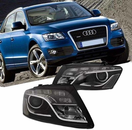 Depo Lumini frontale Lumini LED pentru Audi Q5 8R Negru 2008-2012 2buc