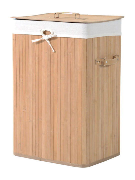 HomCom Laundry Basket Bamboo Folding with Cap 40x30x60cm Brown