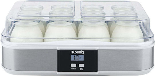 HKoenig Fabricant de iaurt cu borcane și ecran digital 500ml Argintiu 21.5W