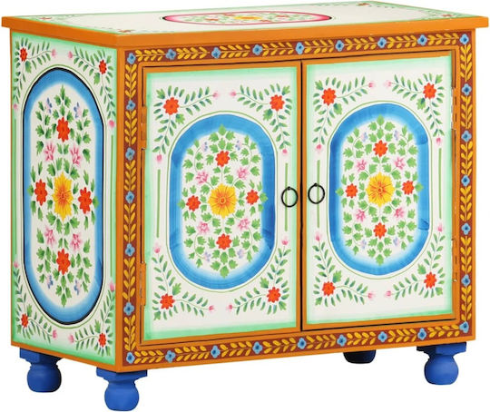 Cabinet De Depozitare Din Lemn Masiv Multicolor L70xL35xÎ60cm