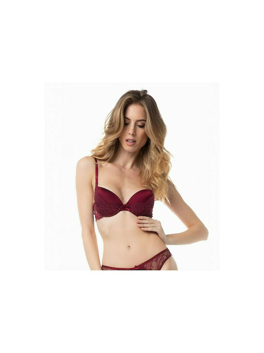 Minerva Gossip Push Up Bra Burgundy