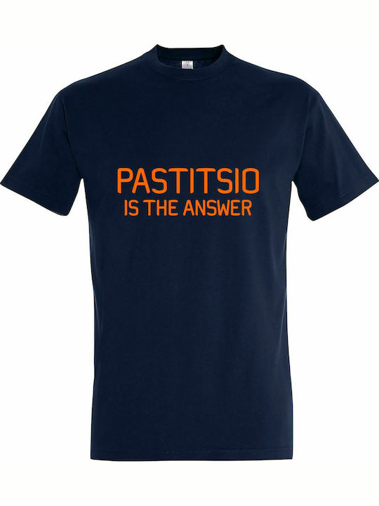 T-shirt Unisex " PASTITSIO IST DIE ANTWORT, PASTITSIO IST DIE ANTWORT ", French Navy