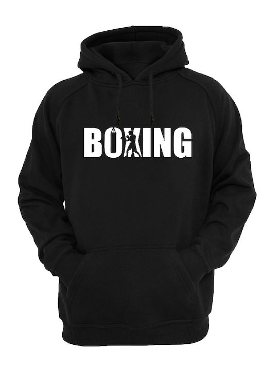 Boxer-Sweatshirt schwarz von Pegasus mit Kapuze und Taschen