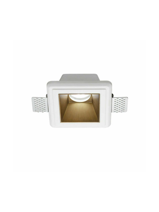 Gea Luce Astra Square Plaster Recessed Spot with Socket GU10 Copper 12x12cm. 1pcs