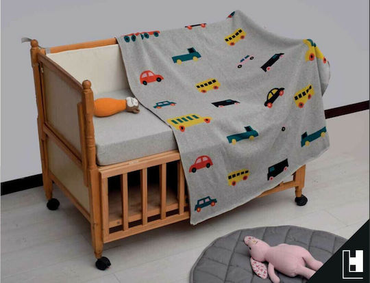 Liolios Home Pătură Pepinieră Swaddling pături Vehicles Gri 80x100cm