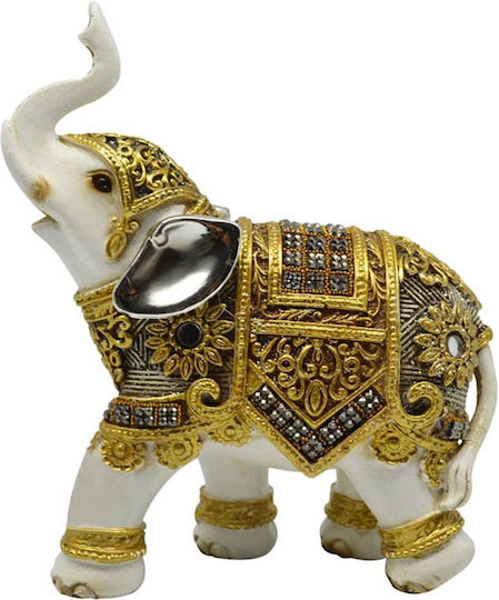 Ankor Decorativ Elefant din Polirășină în White/ Gold 11x5x13.5cm 1buc