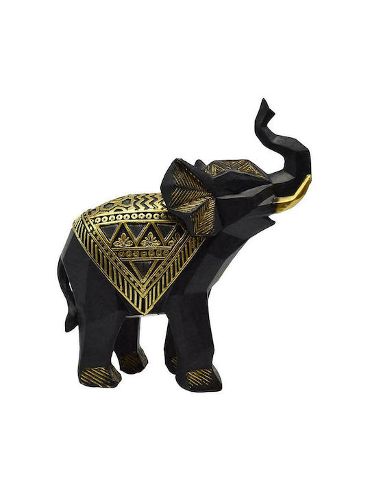 Ankor Διακοσμητικός Ελέφαντας Πολυρητίνης Μαύρο/ Χρυσό 14x6x15cm