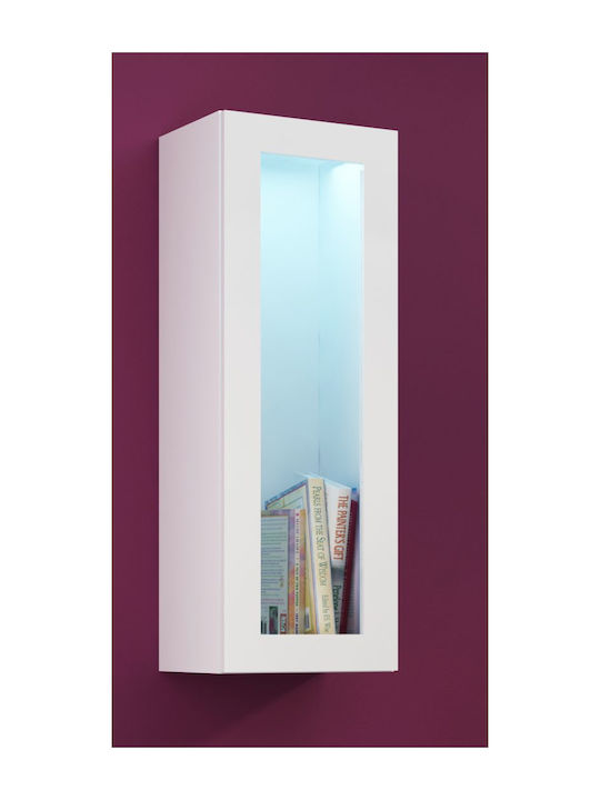 Vigo Wall Living Room Display Cabinet of Chipboard with Glass White / White Gloss 35x32x90cm