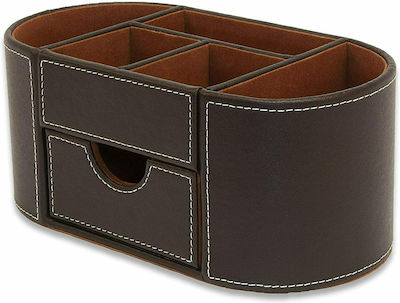 Piele Organizator de birou în culoarea Maro 23x12.3x10cm.