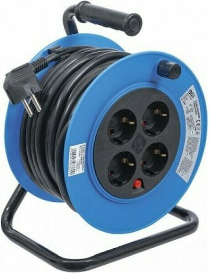 BGS Technic Extension Reel Cord 3 x 1.5mm²/15m Blue