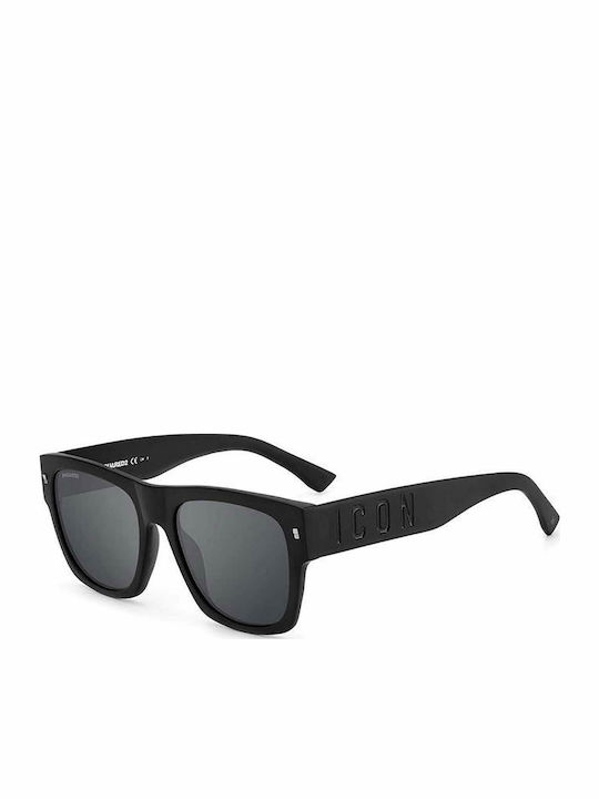Dsquared2 Icon Men's Sunglasses with Black Plastic Frame and Black Mirror Lens