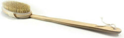 Niobe Professional Ξύλινη Βούρτσα Μπάνιου Back Bath Brush with Wooden Handle Beige