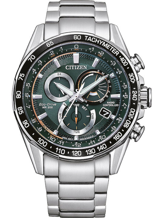 Citizen Ανδρικό Ρολόι 44mm Eco - Drive με Ασημί Μεταλλικό Μπρασελέ