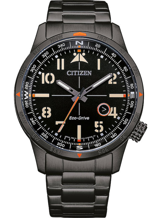 Citizen Herrenuhr 43mm Eco - Antrieb mit Schwarz Metallarmband