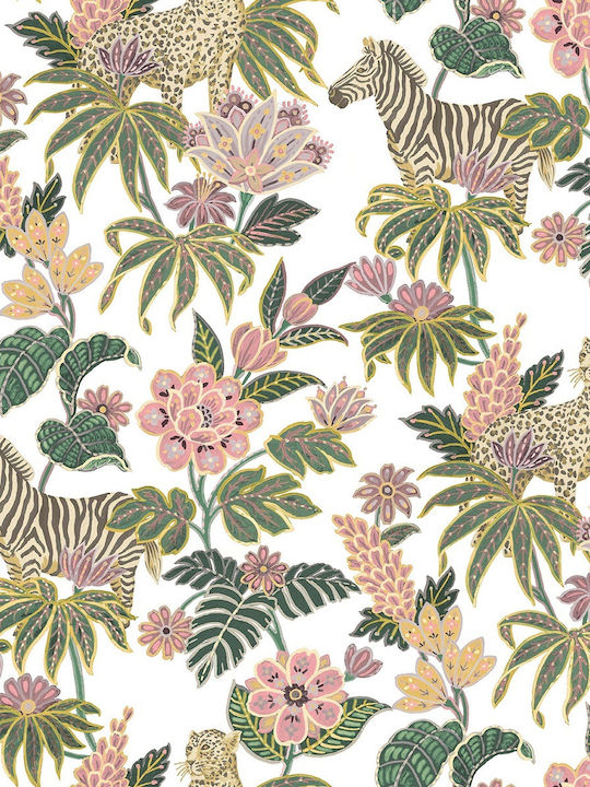 Wallpaper Flora Vinyl Green L1005xW53cm Washable