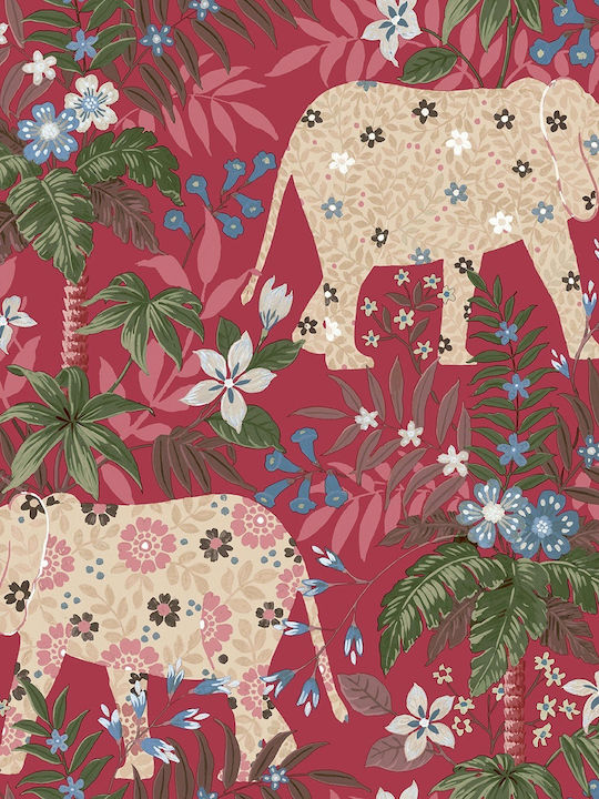 Wallpaper Flora Vinyl Burgundy L1005xW53cm Washable