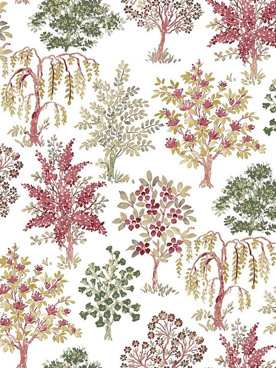 Wallpaper Flora Vinyl Red L1005xW53cm Washable