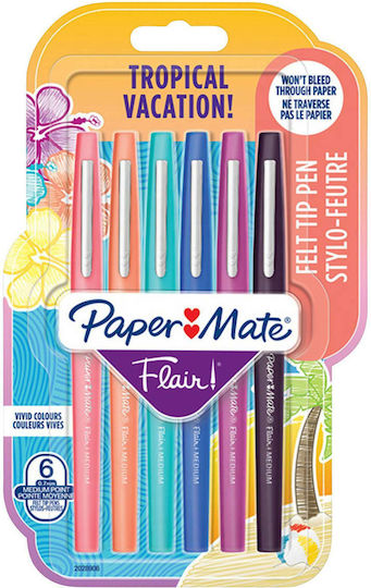 Papermate Flair Pens Ballpoint 6 Pieces