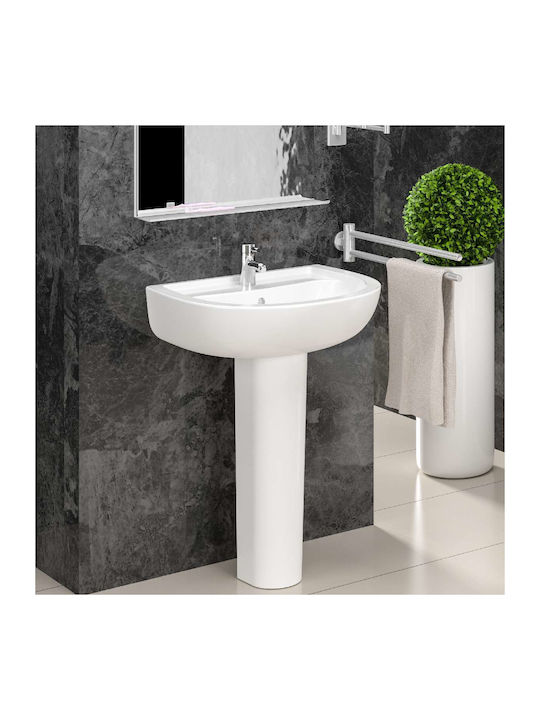 Soncera Turavit Alize Wall Mounted Pedestal Sink Porcelain 60x50.5x84cm White