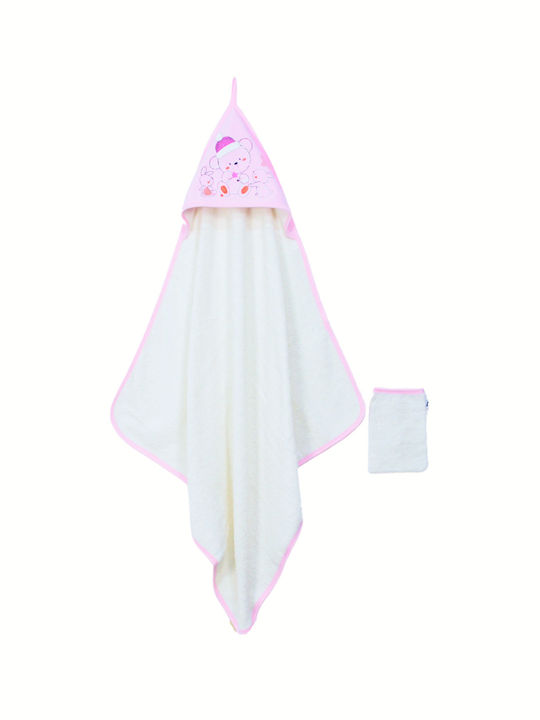 Hooded Baby Bath Towel Bear Bunny Pink MI011 Skroutz.cy