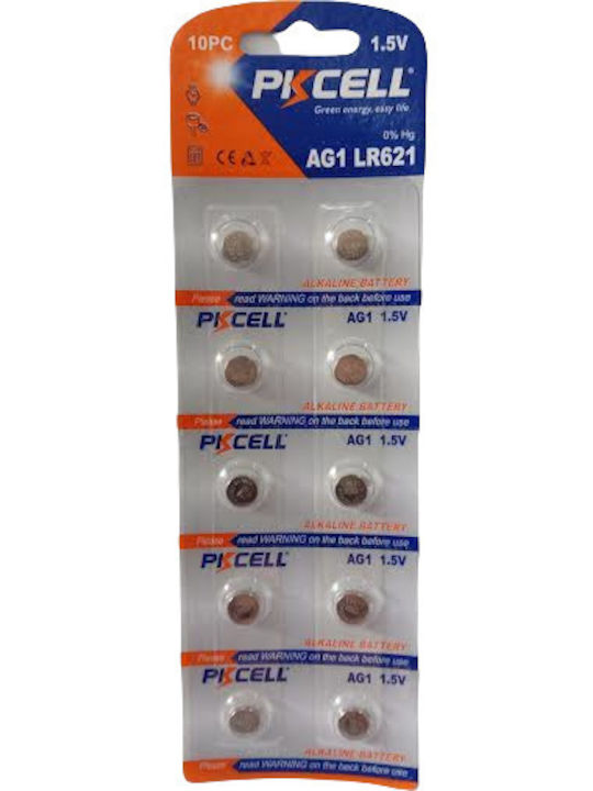Pkcell AG1/LR621/364/164 LR621 Αλκαλικές Μπαταρίες Ρολογιών LR60 1.5V 10τμχ