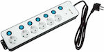 Redled 6-Outlet Power Strip with USB and Surge Protection 1.5m White