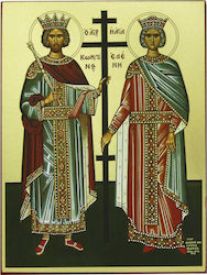 Viosarp Image Sts. Constantine & Helen Gold Icon Wooden 14x20cm