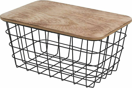 JK Home Decoration Декоративна кошница Металик с капак Черен 31x16x22бр