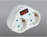 2-Outlet T-Shaped Wall Plug White