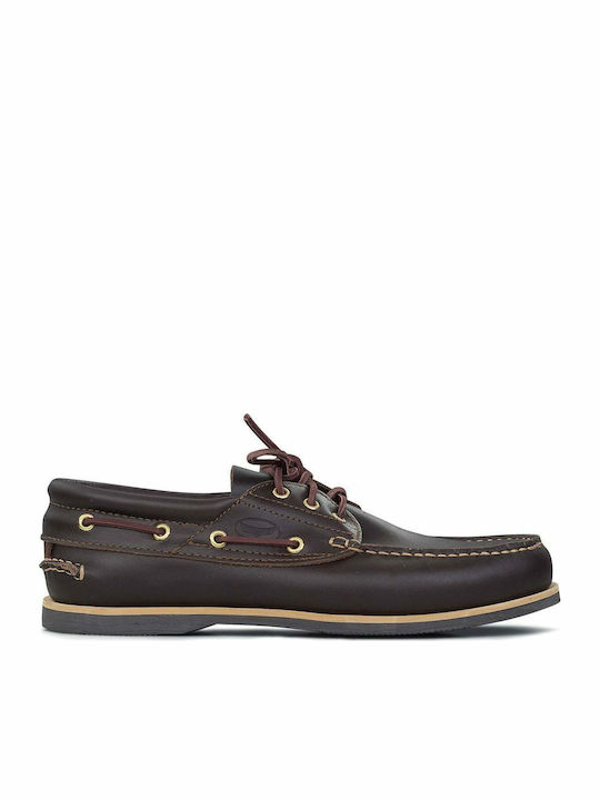 Dallas 2 Δερμάτινα Ανδρικά Boat Shoes σε Καφέ Χρώμα