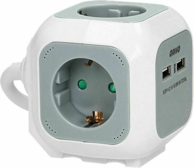 Orno 3-Outlet PowerCube with USB and Surge Protection 1.4m White