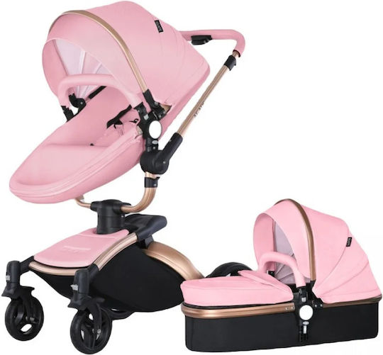 Agape 360° Adjustable 2 in 1 Baby Stroller Suitable for Newborn Pink