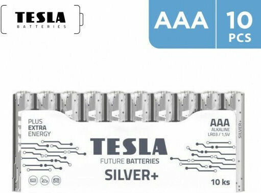 Tesla Batteries Silver+ Alkaline Battery AAA 1.5V 10pcs