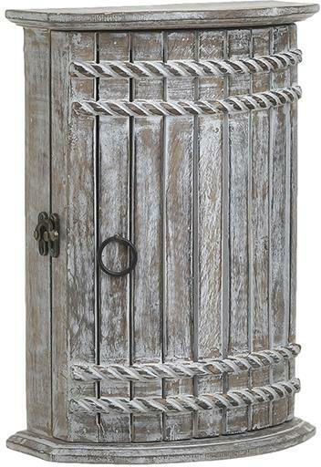 Inart Wooden Antique White Natural 6 Hooks 20x11x28cm Key Hooks