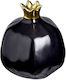 JK Home Decoration Tabletop Lucky Charm Pomegranate Black Checkmate Ceramic 12x12cm 1pcs
