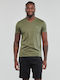 Lacoste Herren T-Shirt Kurzarm mit V-Ausschnitt Khaki